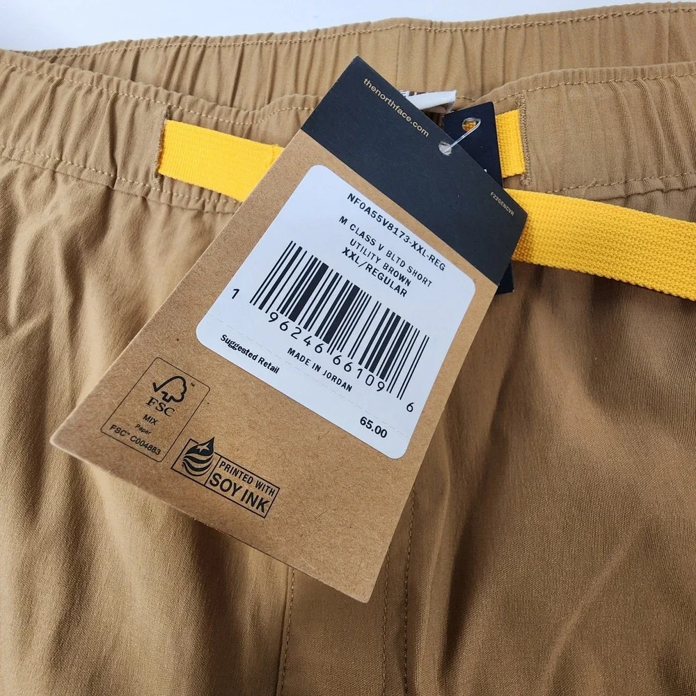 The North Face Men's 2XL Class V BLTD Shorts FlashDry Relaxed Fit Utility Brown